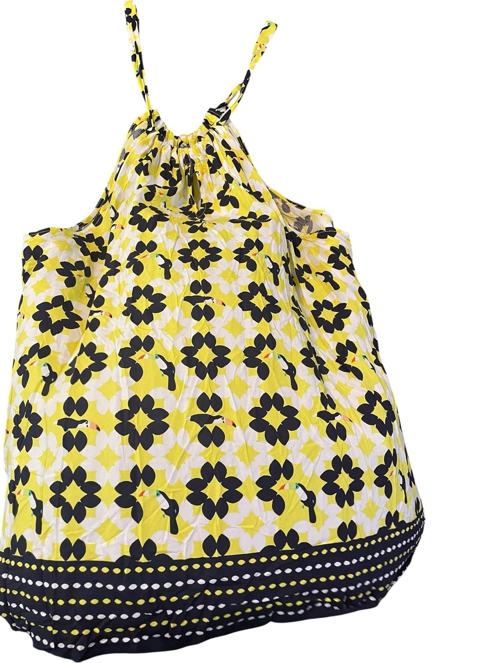 crown & ivy Yellow and Black Floral Top
